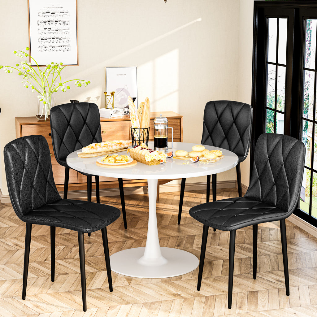 Round Dining Table Set for 4, 39 Inch Circle Dining Room Table with 4 Upholstered Chairs for 4 People, Mid Century Modern Round Kitchen Table and Chairs Set of 4 for Home Kitchen Dining Room Leisure Area (Brown Table + 4 Chairs)