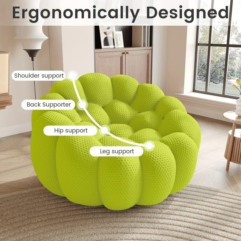 98'' Modern Upholstered Curved Sofa, 3 Seater Mesh Fabric Floor Sofa, 3D Honeycomb Shape Curved Couch for Living Room