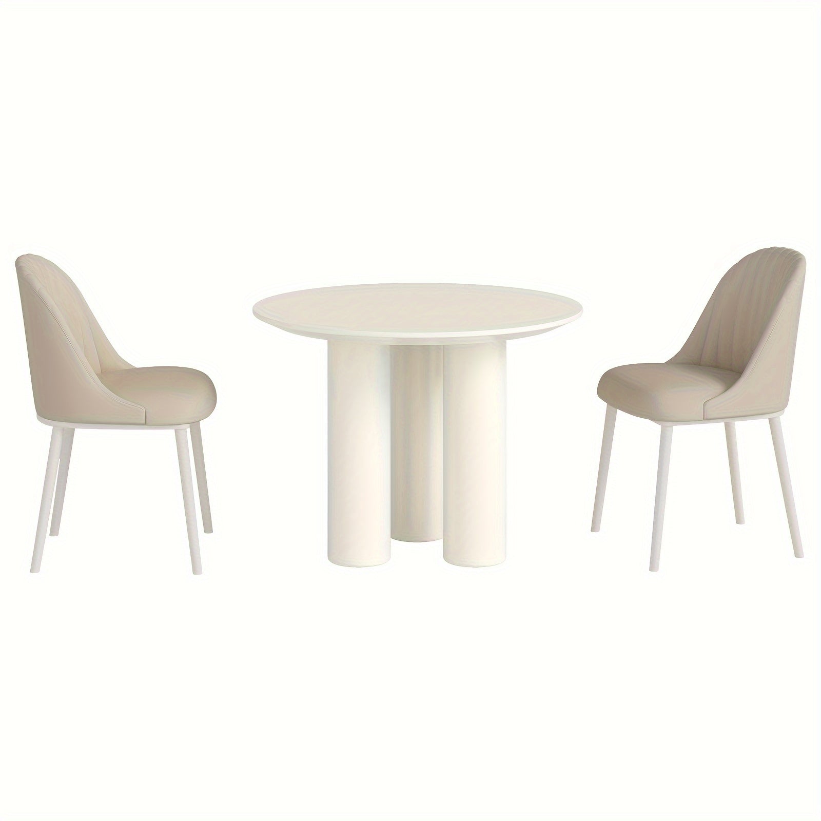 Dining Table And Chair Combination, Circular Kitchen Dining Table With Chairs, Kitchen, Living Room, Bar, Dining Table For 2-4 People, Space Saving, White