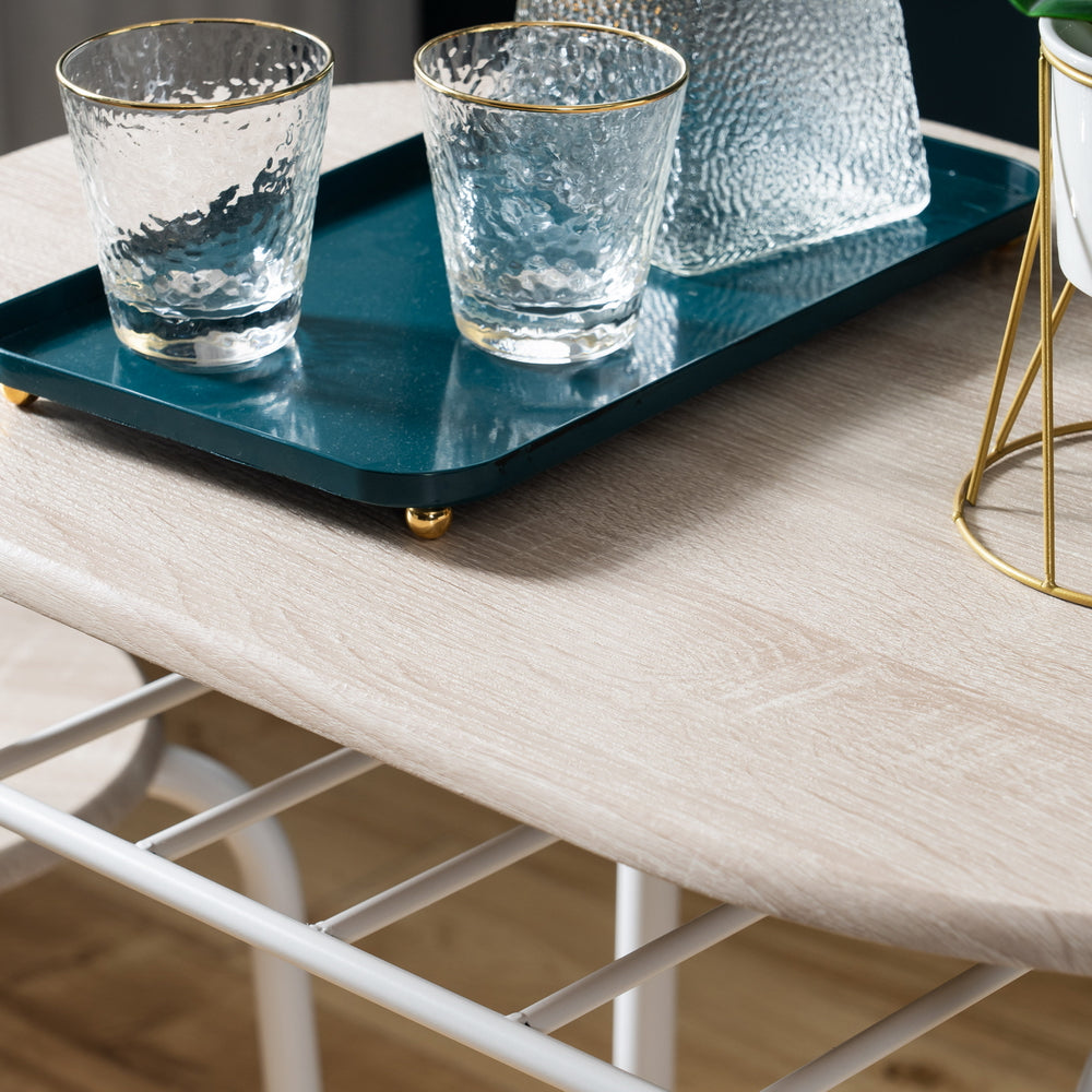 3-piece Dining Table Set, Small Dining Table and Chairs, Breakfast Table and Chair Set for Small Kitchen, Studio, Living Room, Bedroom, Oval Tabletop