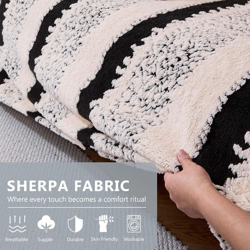 Sherpa Fleece Couch Cover for 2 Cushion Sofa Black 71\