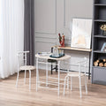 Disassemble Iron White Oak White Paint Black Silver Paint Dining Table And Chair Set 1 Table 2 Chair Oval Table Top