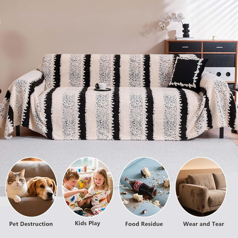 Sherpa Fleece Couch Cover for 2 Cushion Sofa Black 71\