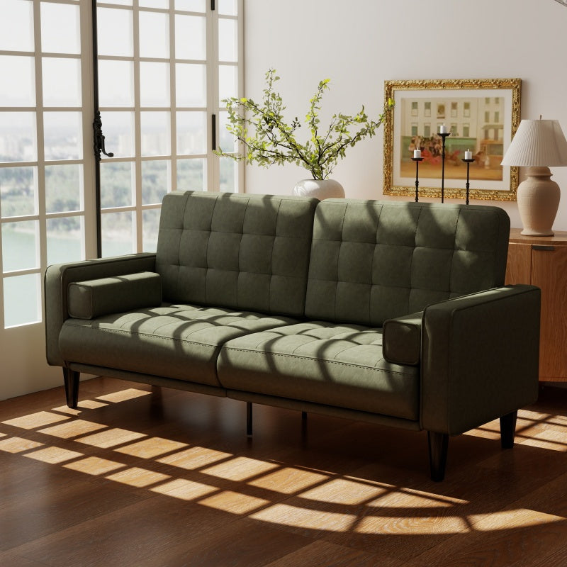 Medieval Modern Sofa Couch - Olive Green, Sturdy Metal Legs, Easy Assembly Living Room Furniture, Modern Loveseat for Apartment, Housewarming Gift - Durable & Easy-Clean Design, Sofa for Living Room, Checkered Pattern Detail