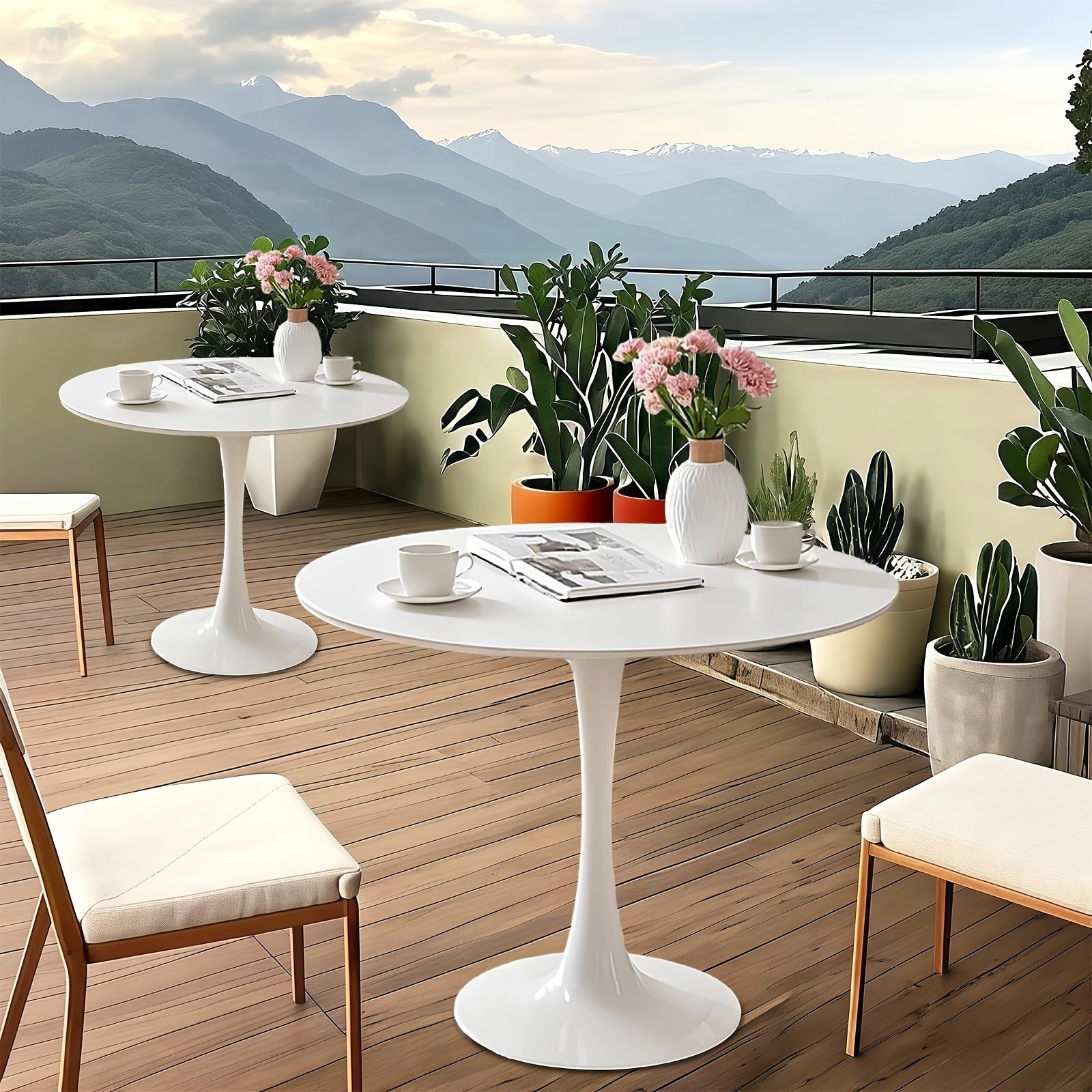 SoarFlash White Round Dining Table, 24\