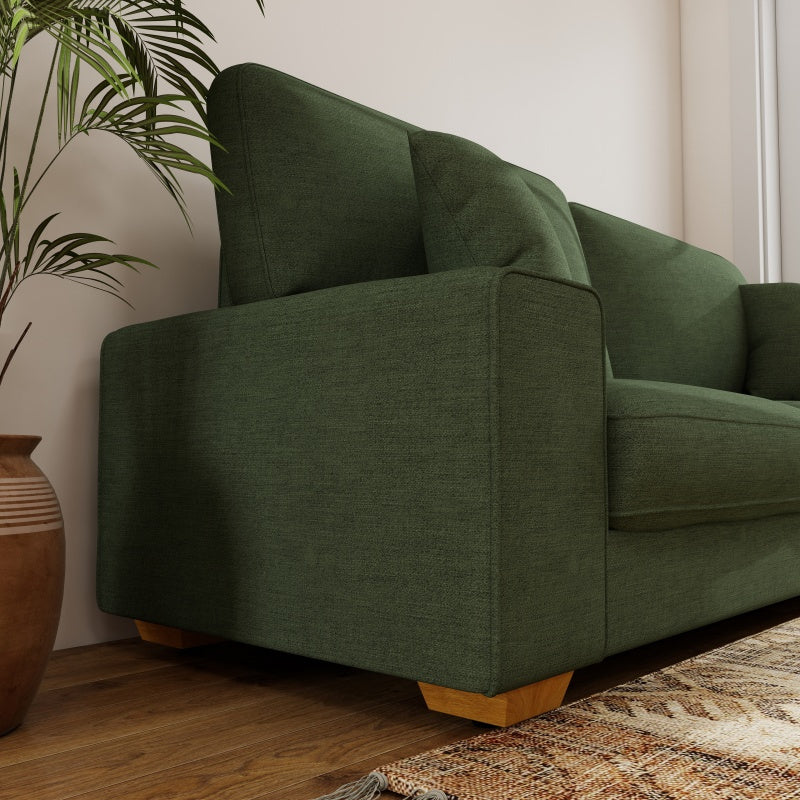 Modern Nordic Sofa - Heavy-Duty 750lb Capacity, Solid Wood Frame & Spring Cushions, Easy-Clean Chenille Fabric, No-Tools Assembly, Space-Saving Design for Living Room, Apartment, Office - Green, Comfy Couch