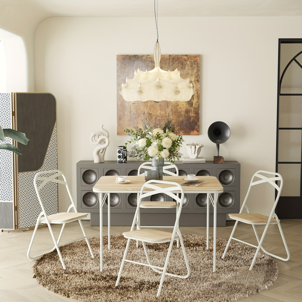 5\u002F7pcs FurnitureR Portable Folding Table and Chair Set, Modern Lightweight Design, Easy Assembly, Uncharged, with 42.9\