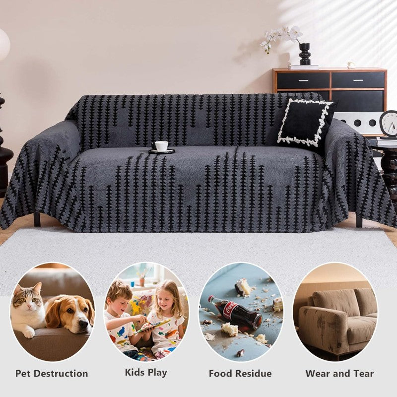 Sherpa Fleece Couch Cover for Dogs Washable Non Slip Pet Proof Sofa Covers for 2 Cushion Couch Heavy Duty Scratch Resistant Pet Friendly Furniture Cover Fits Love Seat 71 x118 Gray