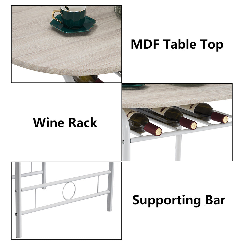 3-piece Dining Table Set, Small Dining Table and Chairs, Breakfast Table and Chair Set for Small Kitchen, Studio, Living Room, Bedroom, Oval Tabletop