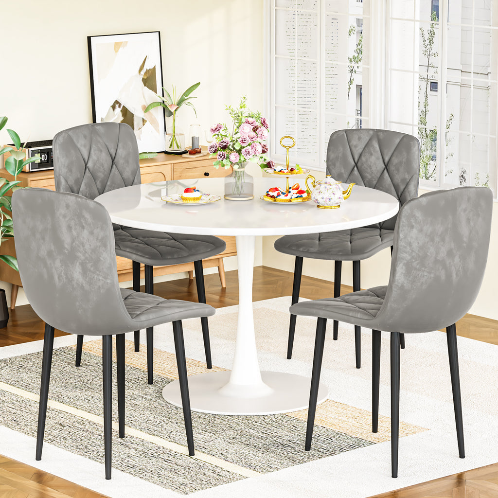 Round Dining Table Set for 4, 39 Inch Circle Dining Room Table with 4 Upholstered Chairs for 4 People, Mid Century Modern Round Kitchen Table and Chairs Set of 4 for Home Kitchen Dining Room Leisure Area (Brown Table + 4 Chairs)
