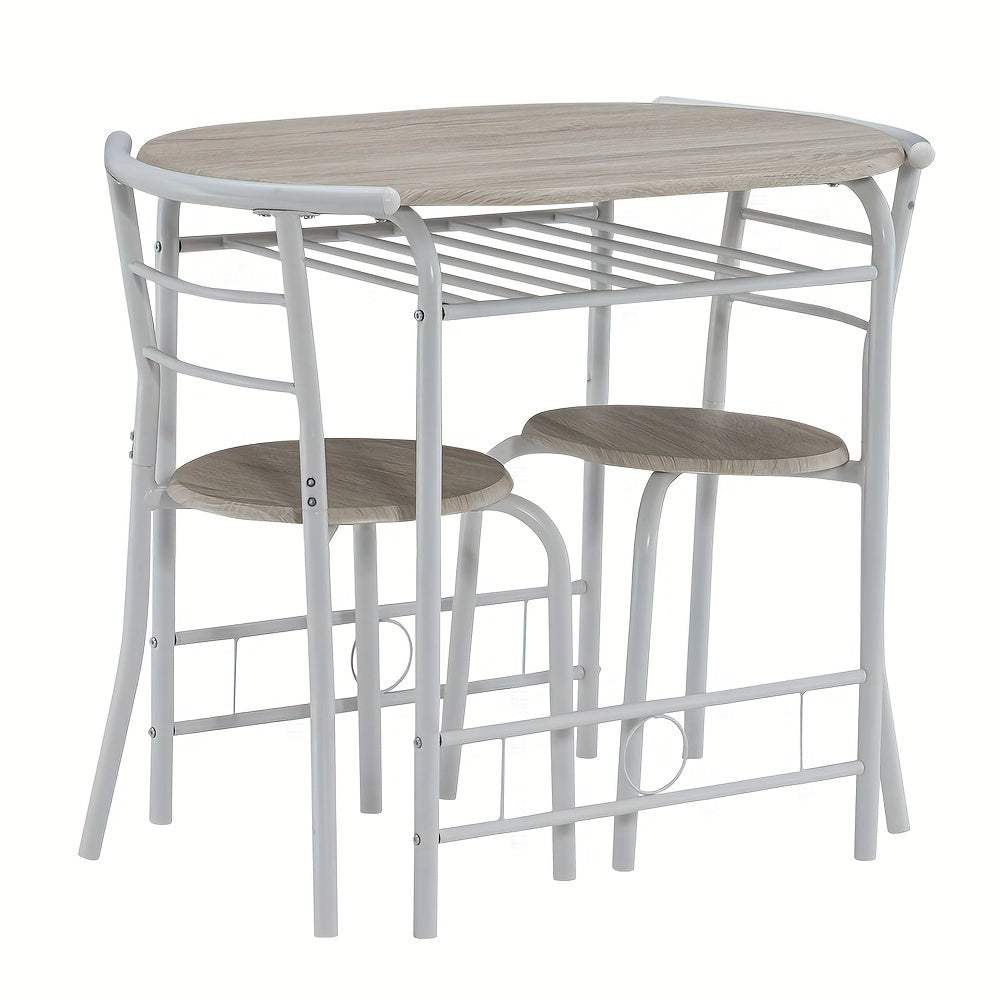 Disassemble Iron White Oak White Paint Black Silver Paint Dining Table And Chair Set 1 Table 2 Chair Oval Table Top