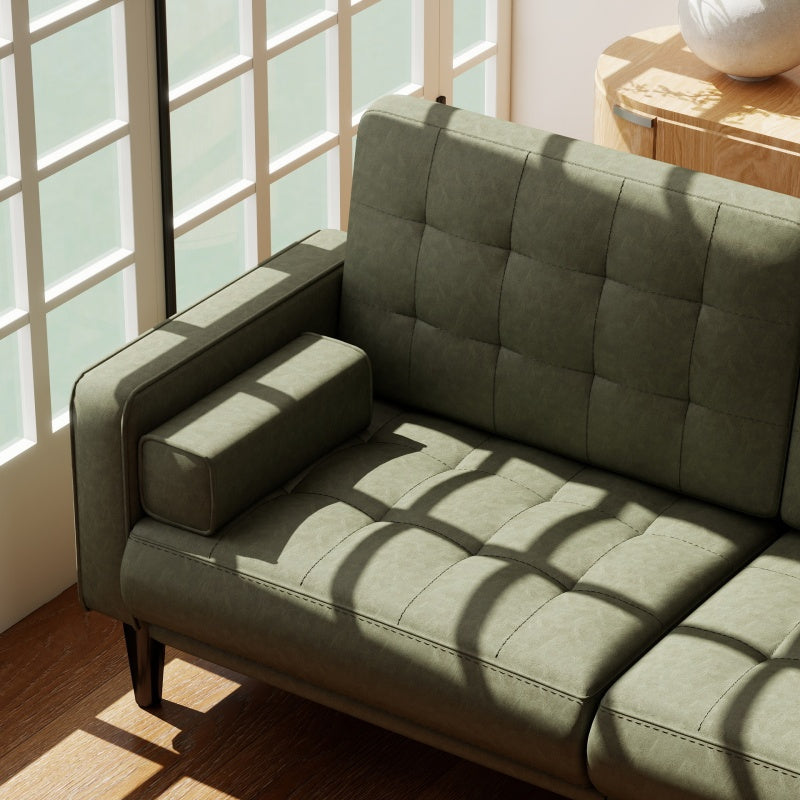 Medieval Modern Sofa Couch - Olive Green, Sturdy Metal Legs, Easy Assembly Living Room Furniture, Modern Loveseat for Apartment, Housewarming Gift - Durable & Easy-Clean Design, Sofa for Living Room, Checkered Pattern Detail