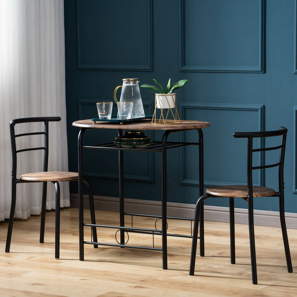 3-piece Dining Table Set, Small Dining Table and Chairs, Breakfast Table and Chair Set for Small Kitchen, Studio, Living Room, Bedroom, Oval Tabletop