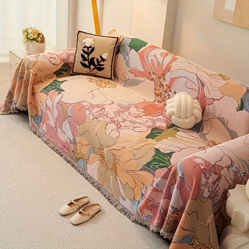 Bohemian Style Sofa Cover, Cotton Material Suitable for 1\u002F2\u002F3\u002F4-Seater Non-Slip Couch Protector, Soft & Comfortable, Easy Care, Pet-Friendly Multi-Functional