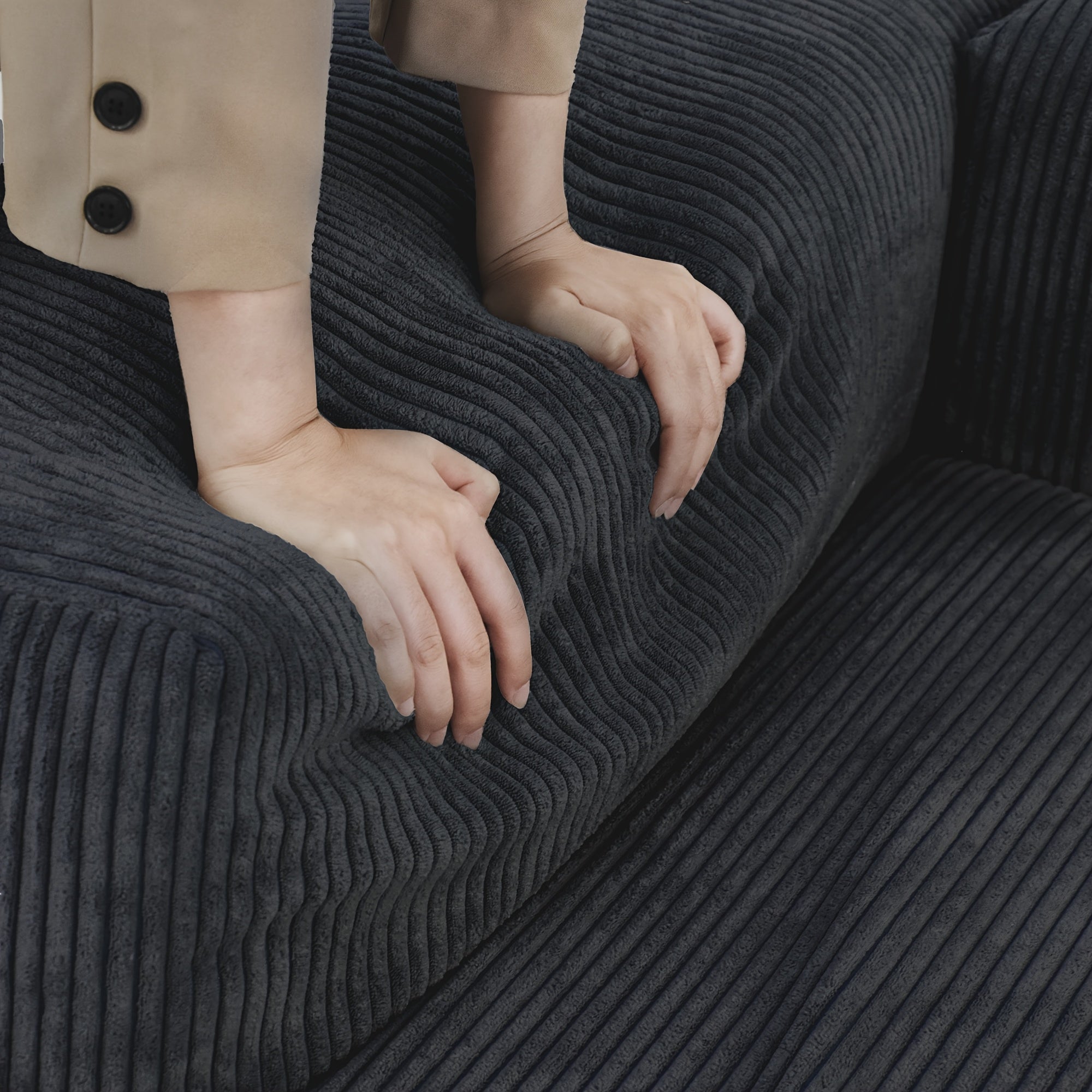 Modular Sectional Sofa, 102.36inch Loveseat Sofa, Corduroy Fabric Upholstered Couch with 4 Pillows