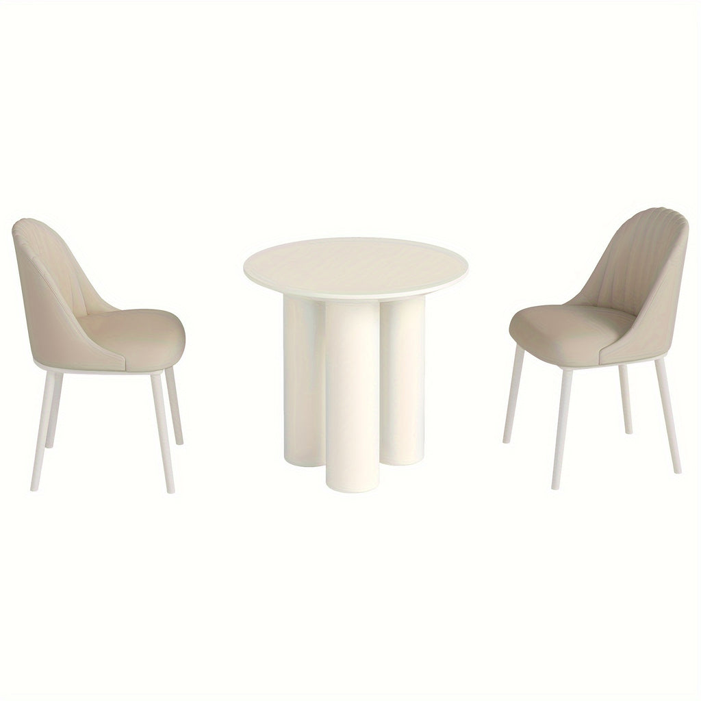 Dining Table And Chair Combination, Circular Kitchen Dining Table With Chairs, Kitchen, Living Room, Bar, Dining Table For 2-4 People, Space Saving, White
