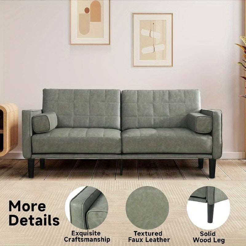 Medieval Modern Sofa Couch - Olive Green, Sturdy Metal Legs, Easy Assembly Living Room Furniture, Modern Loveseat for Apartment, Housewarming Gift - Durable & Easy-Clean Design, Sofa for Living Room, Checkered Pattern Detail