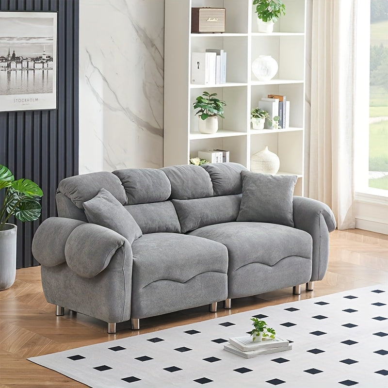 78-inch Modern-style Two-seater Sofa Made Of Flannel Fabric, Which Is Soft And Comfortable, Suitable for Both The Living Room And The Bedroom.