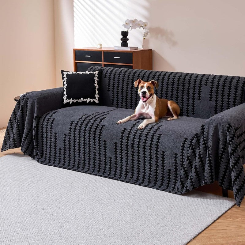 Sherpa Fleece Couch Cover for Dogs Washable Non Slip Pet Proof Sofa Covers for 2 Cushion Couch Heavy Duty Scratch Resistant Pet Friendly Furniture Cover Fits Love Seat 71 x118 Gray