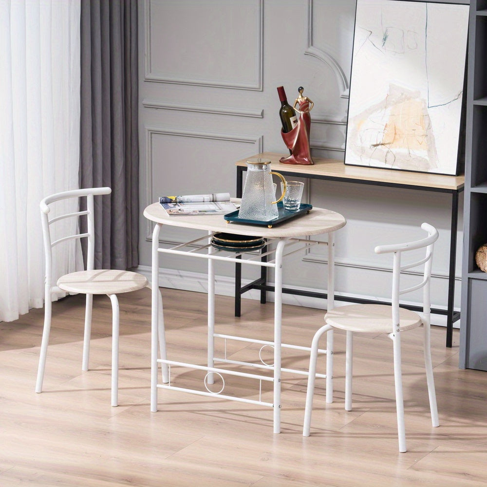 3-piece Dining Table Set, Small Dining Table and Chairs, Breakfast Table and Chair Set for Small Kitchen, Studio, Living Room, Bedroom, Oval Tabletop