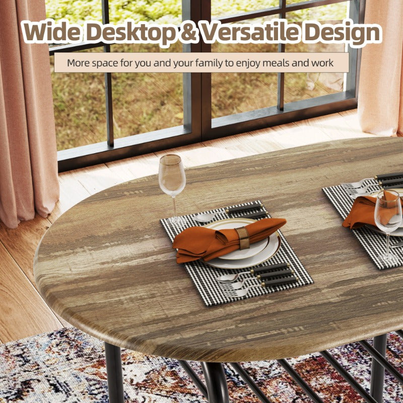 3pcs Dining Table Set for 2, Kitchen Table and Chair Set with Tabletop & PVC Veneer, Compact Dining Table Set with Metal Frame and Built-in Rack, Space-Saving Design for Small Kitchens, Apartments, Breakfast Nook, Drift Brown