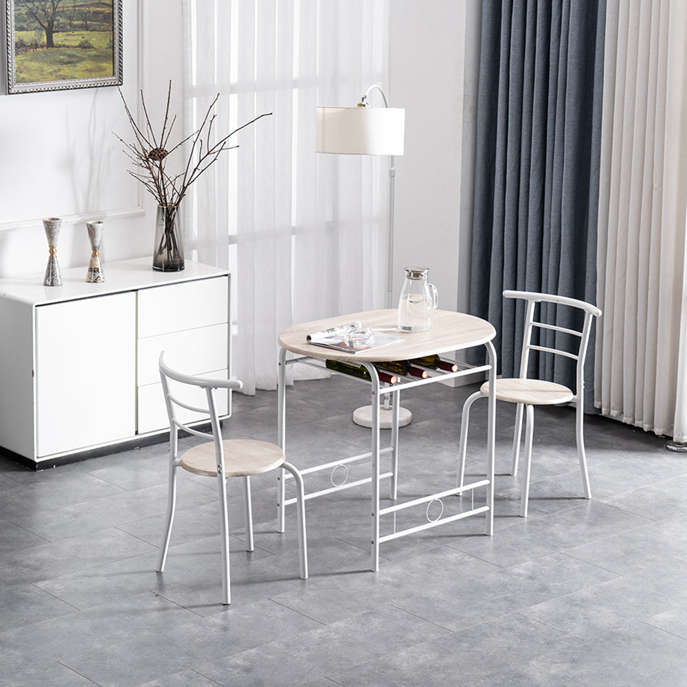 3-piece Dining Table Set, Small Dining Table and Chairs, Breakfast Table and Chair Set for Small Kitchen, Studio, Living Room, Bedroom, Oval Tabletop