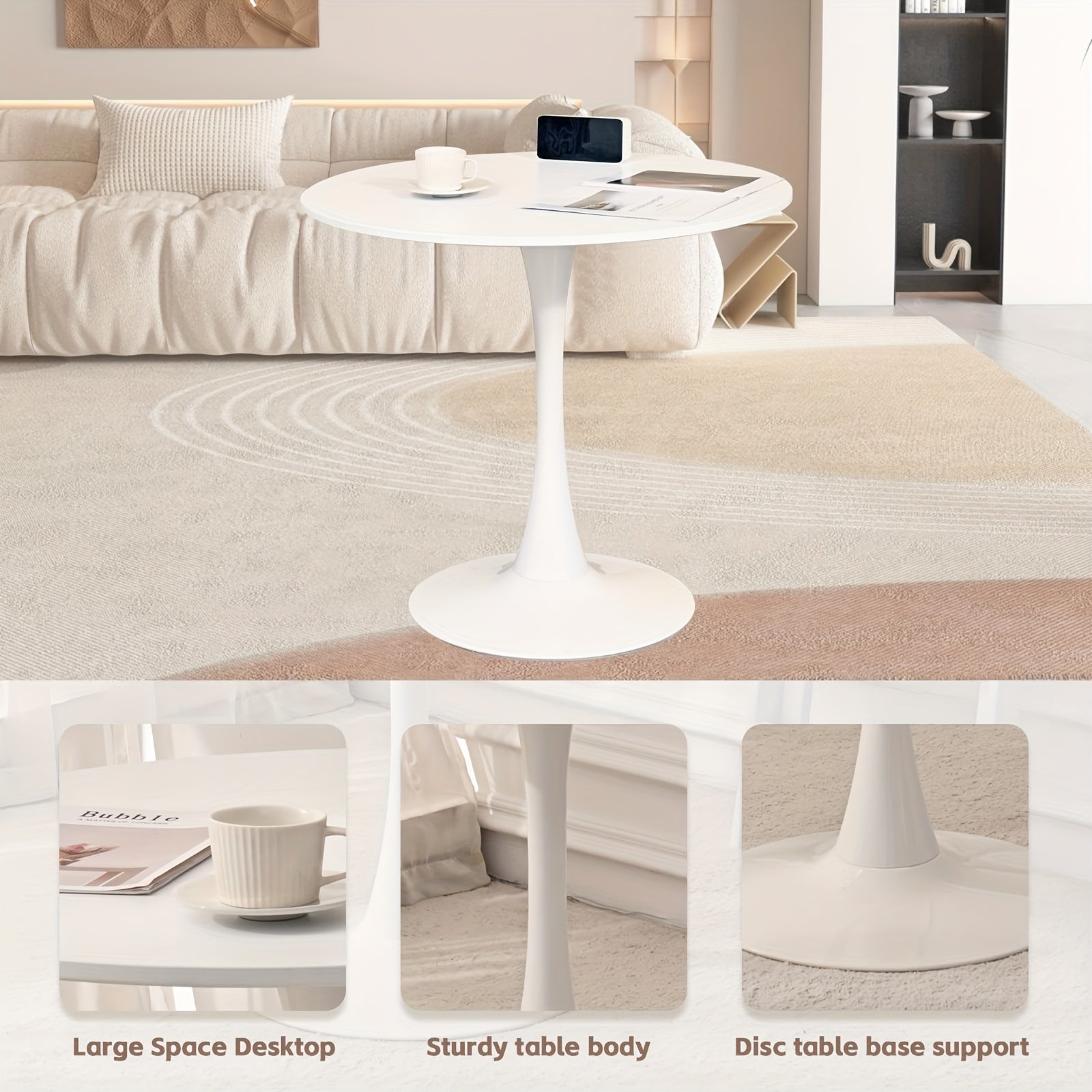 SoarFlash White Round Dining Table, 24\