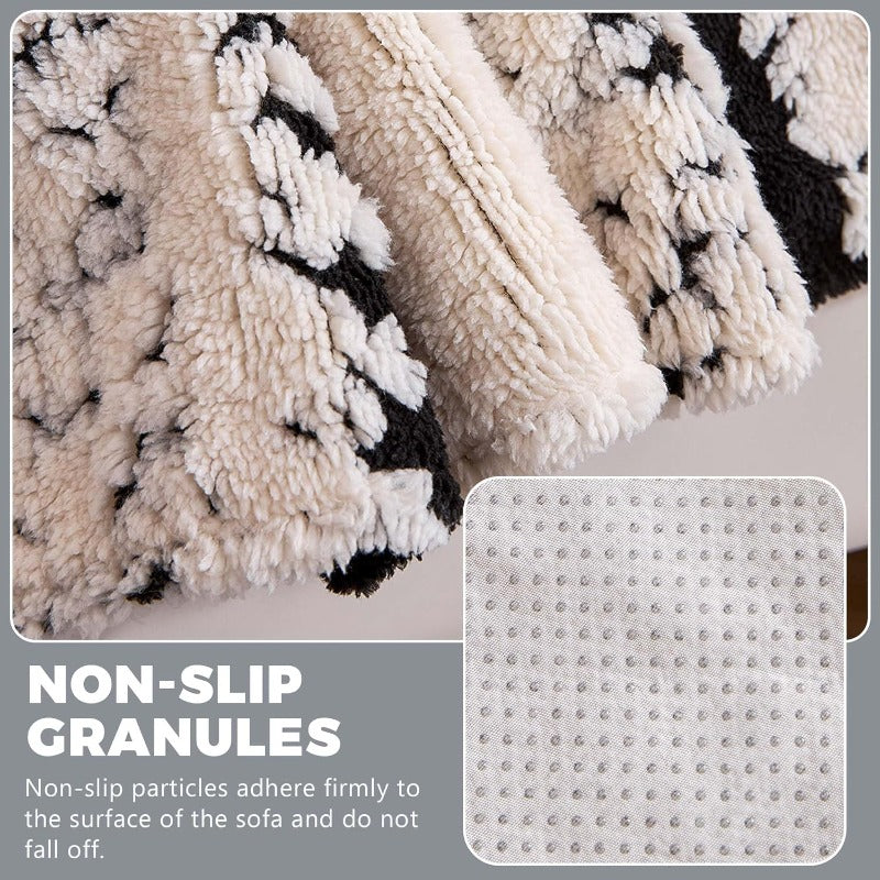 Sherpa Fleece Couch Cover for 2 Cushion Sofa Black 71\