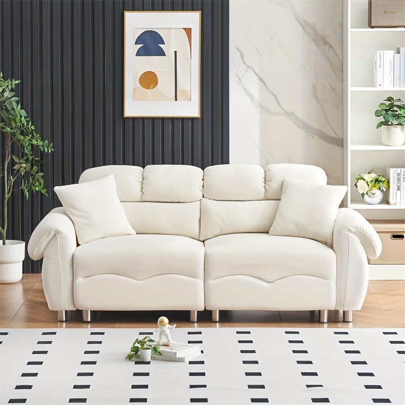 78-inch Modern-style Two-seater Sofa Made Of Flannel Fabric, Which Is Soft And Comfortable, Suitable for Both The Living Room And The Bedroom.