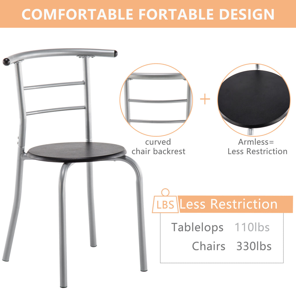 3-piece Dining Table Set, Small Dining Table and Chairs, Breakfast Table and Chair Set for Small Kitchen, Studio, Living Room, Bedroom, Oval Tabletop