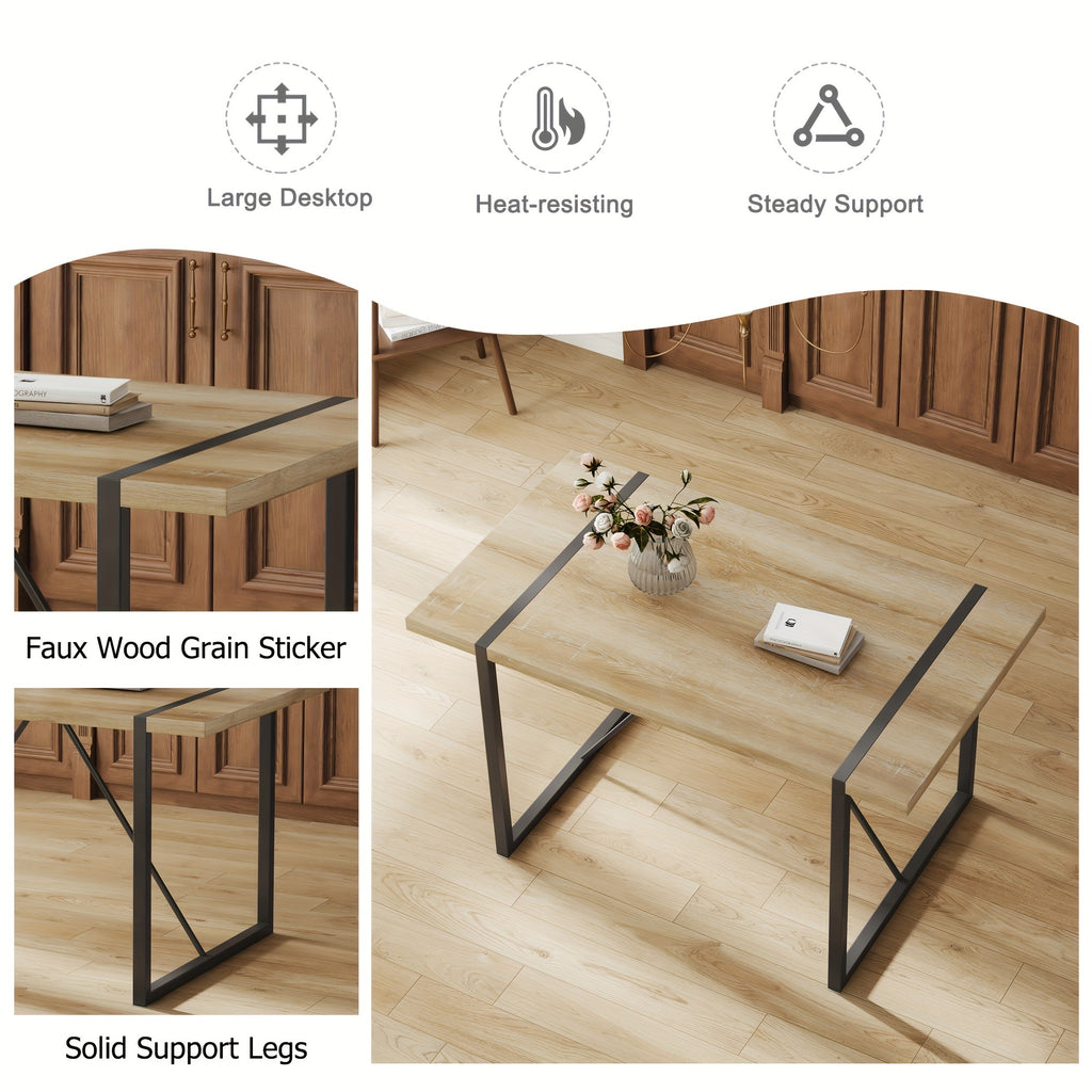 Dining Table Set, Kitchen Table And Chairs Set Of 4, Rustic Brown Table Top Breakfast Table Dining Side Chairs for Kitchen Dining Room, Modern Accent 4 Dining Chairs with Soft Linen Fabric Cushions. Furniture for Home