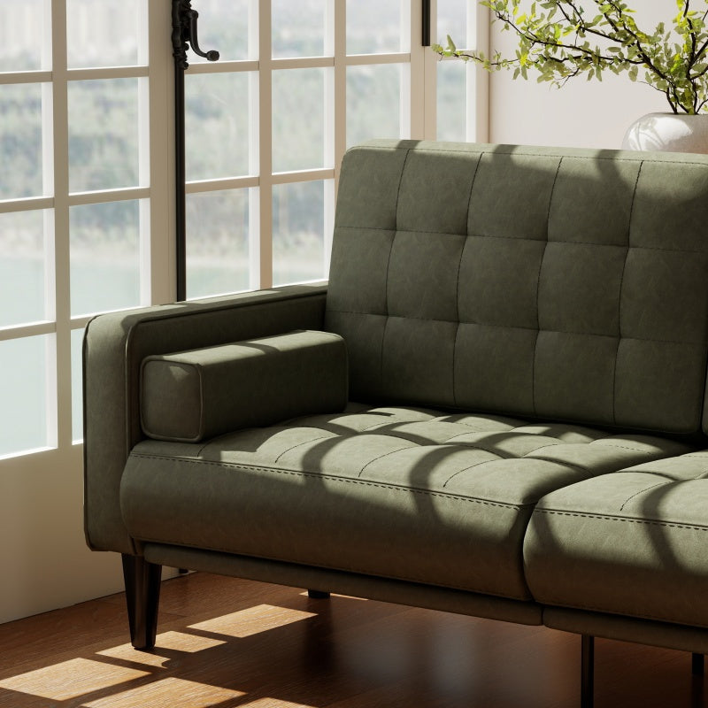 Medieval Modern Sofa Couch - Olive Green, Sturdy Metal Legs, Easy Assembly Living Room Furniture, Modern Loveseat for Apartment, Housewarming Gift - Durable & Easy-Clean Design, Sofa for Living Room, Checkered Pattern Detail